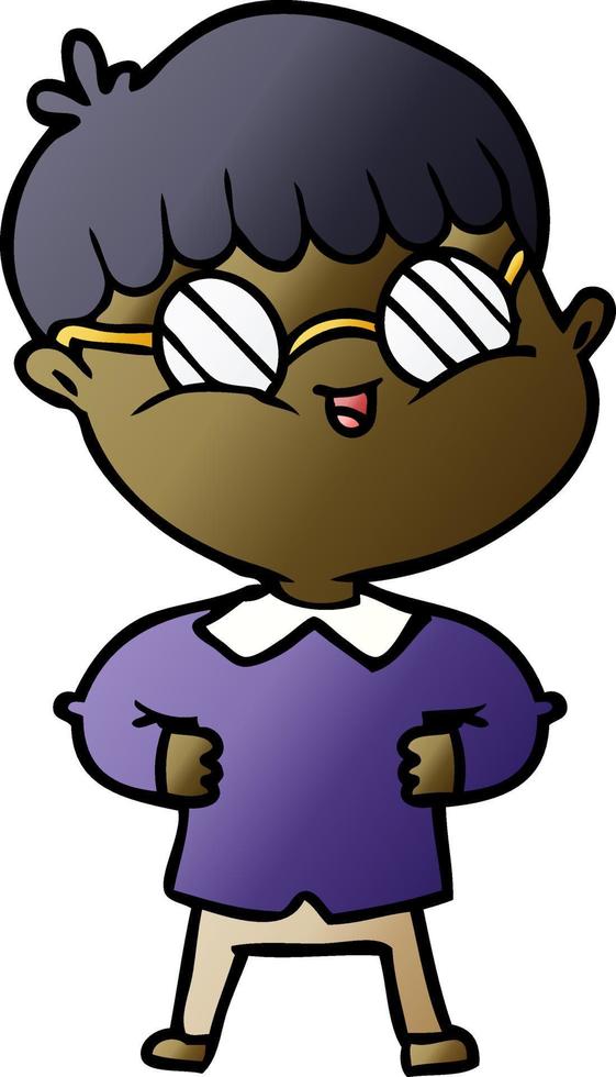 niño de dibujos animados con gafas vector