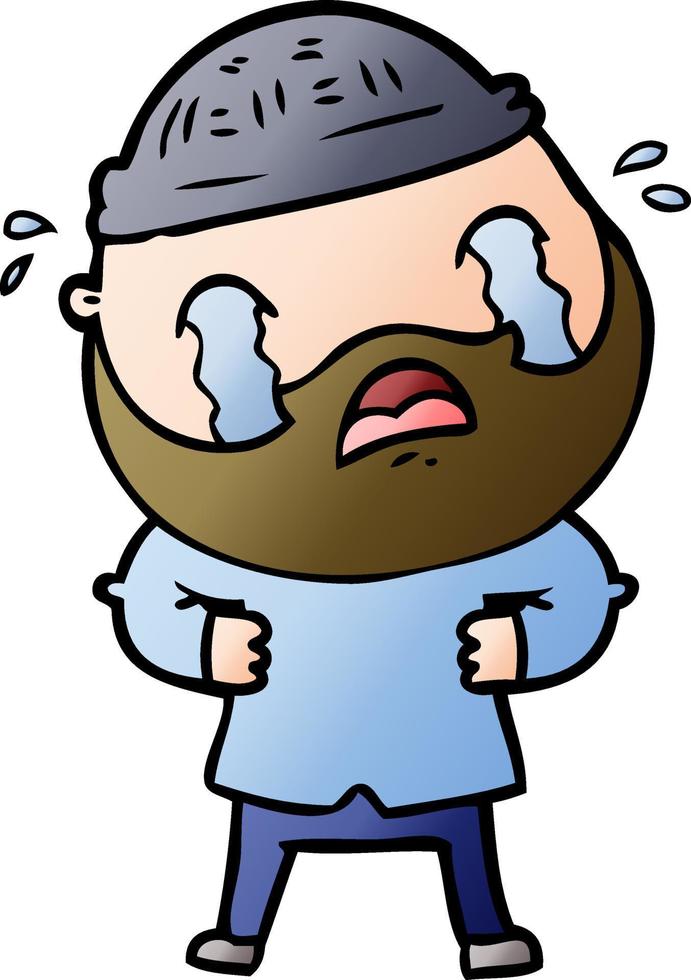 cartoon bearded man crying vector