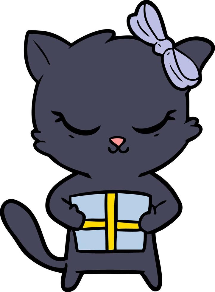 cute cartoon cat with bow vector