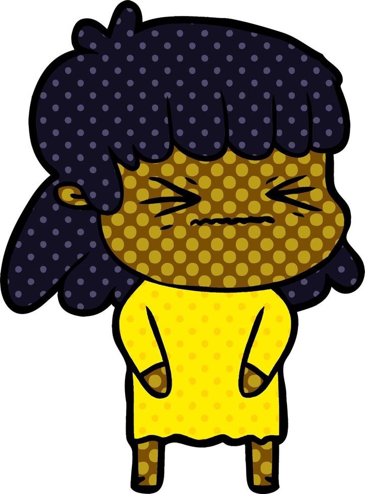 cartoon angry girl vector