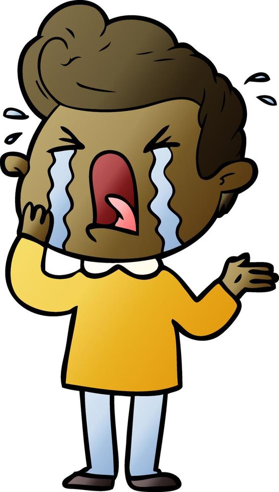 cartoon crying man vector