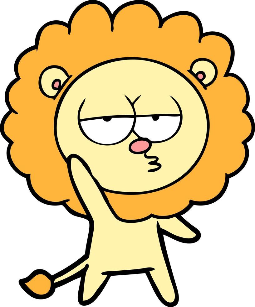 cartoon bored lion waving vector