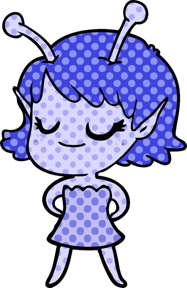 smiling alien girl cartoon vector
