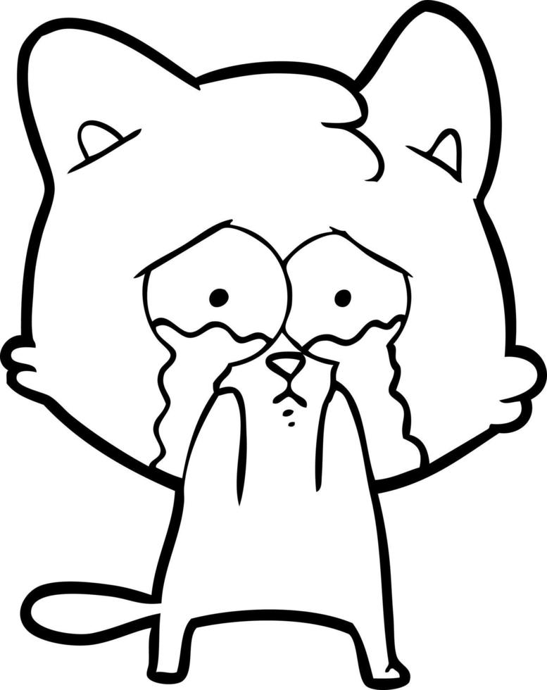 cartoon crying cat vector