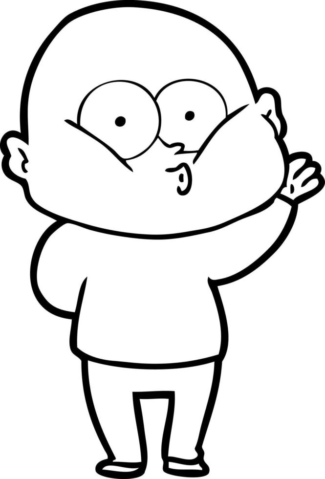cartoon bald man staring vector