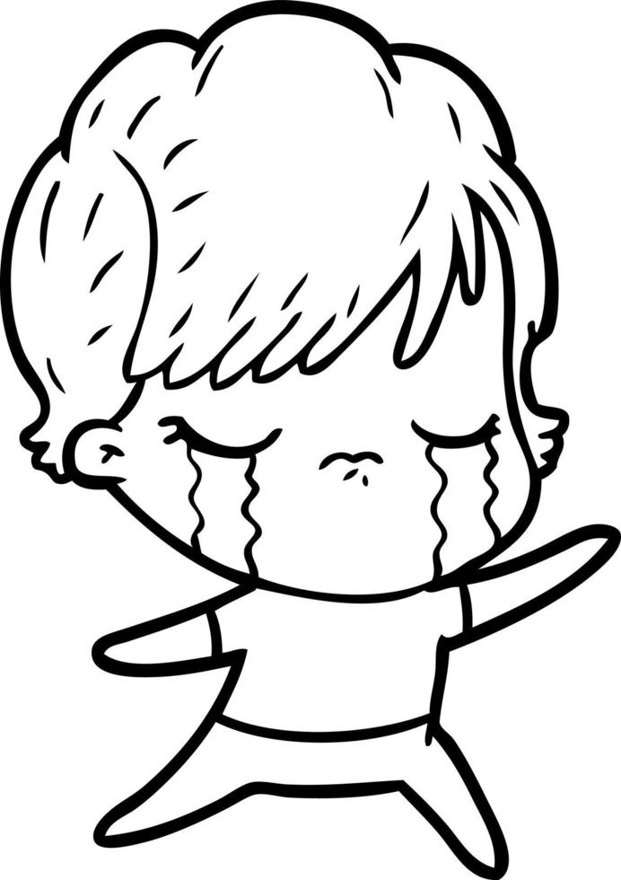 cartoon woman crying vector