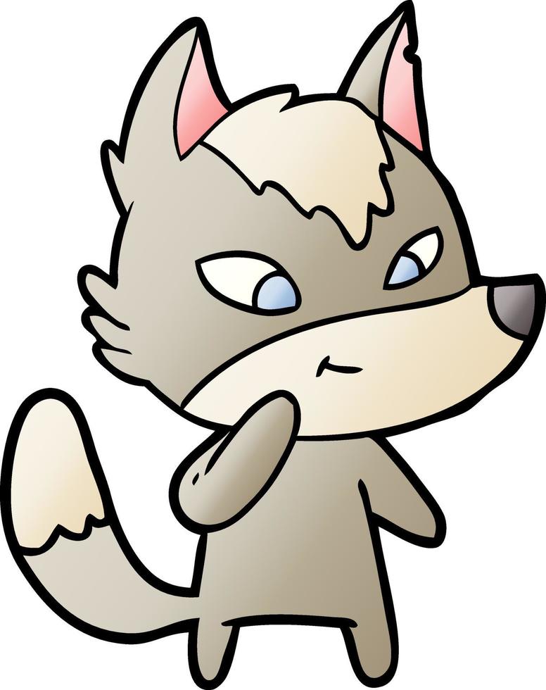 friendly cartoon wolf vector