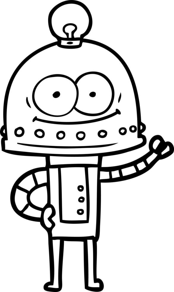 happy carton robot with light bulb vector