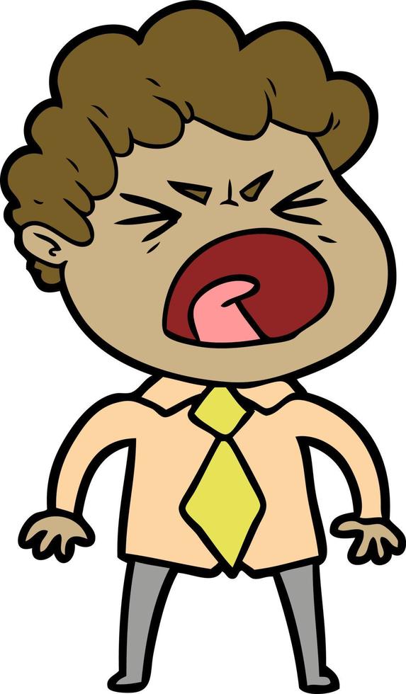 cartoon furious man vector