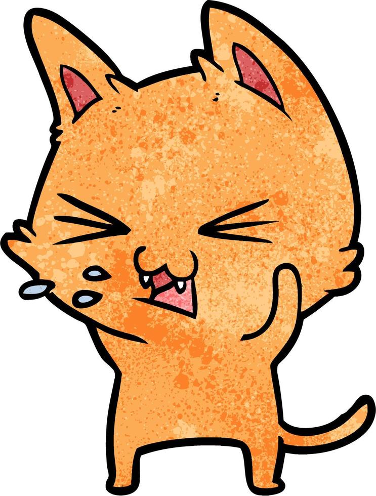 cartoon cat hissing vector