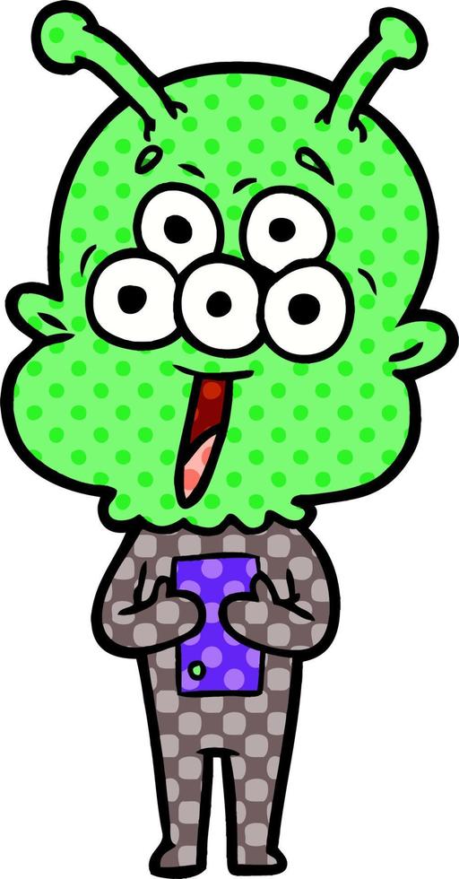 happy cartoon alien vector