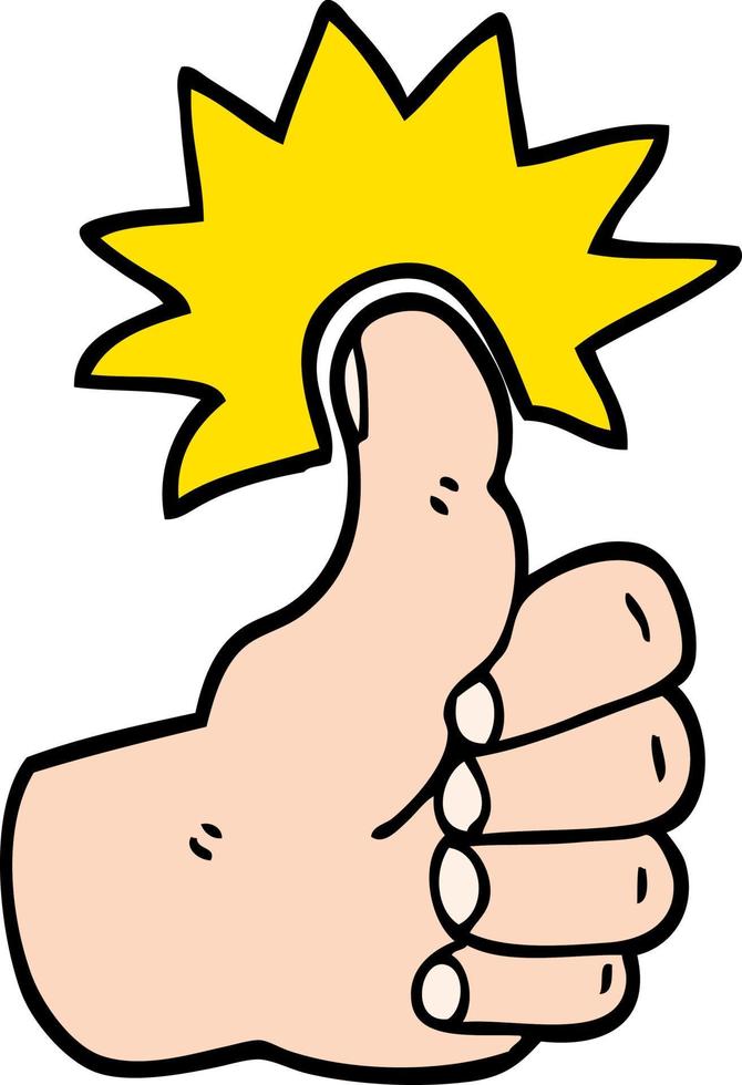 hand drawn doodle style cartoon thumbs up symbol vector