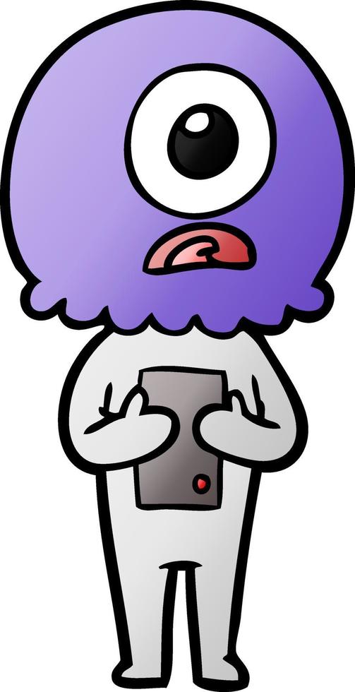 cartoon cyclops alien spaceman vector