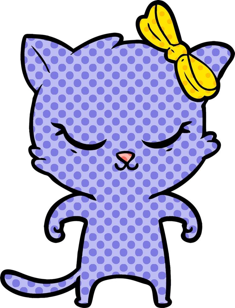 cute cartoon cat with bow vector