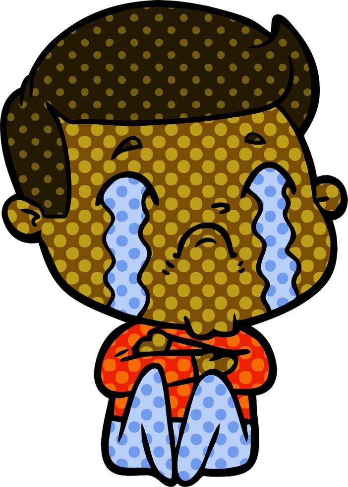 cartoon man crying vector