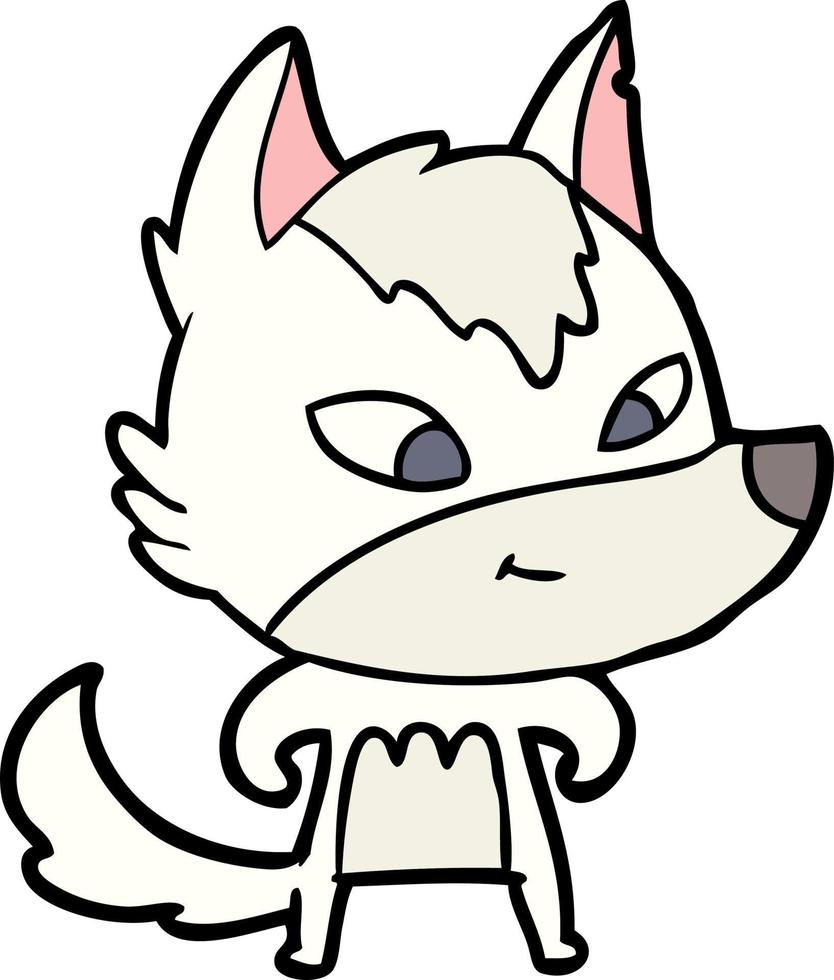 friendly cartoon wolf vector