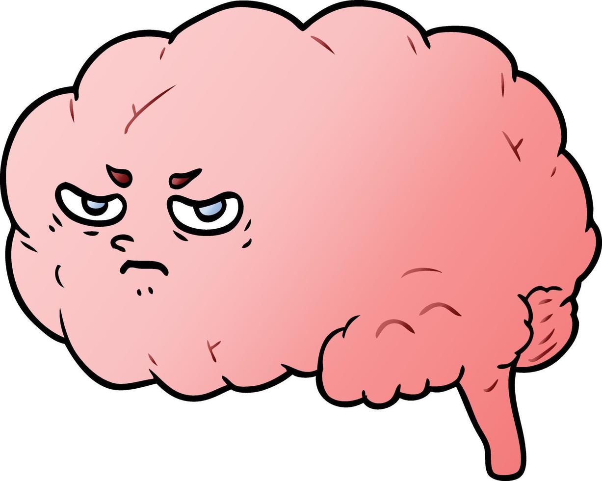 cartoon angry brain vector