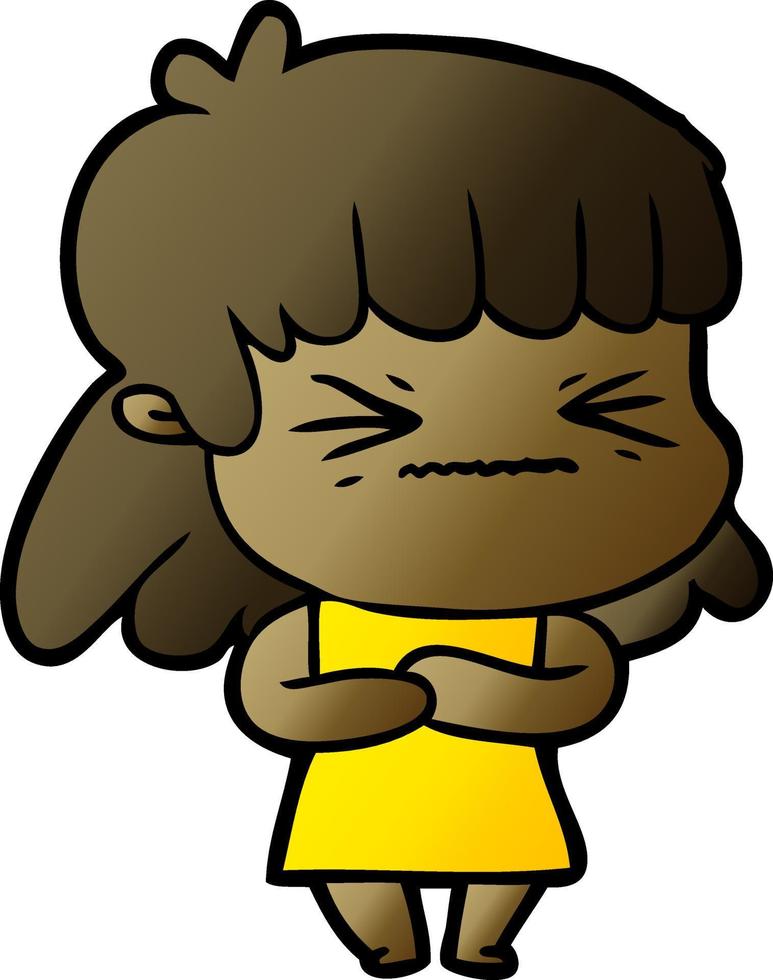 cartoon angry girl vector