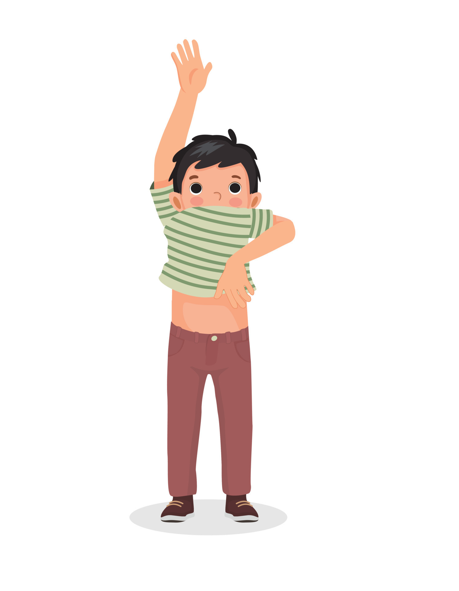 happy little boy wearing clothes get dressed daily routine activity  12412434 Vector Art at Vecteezy