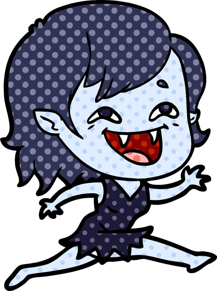 caricatura, reír, vampiro, niña vector