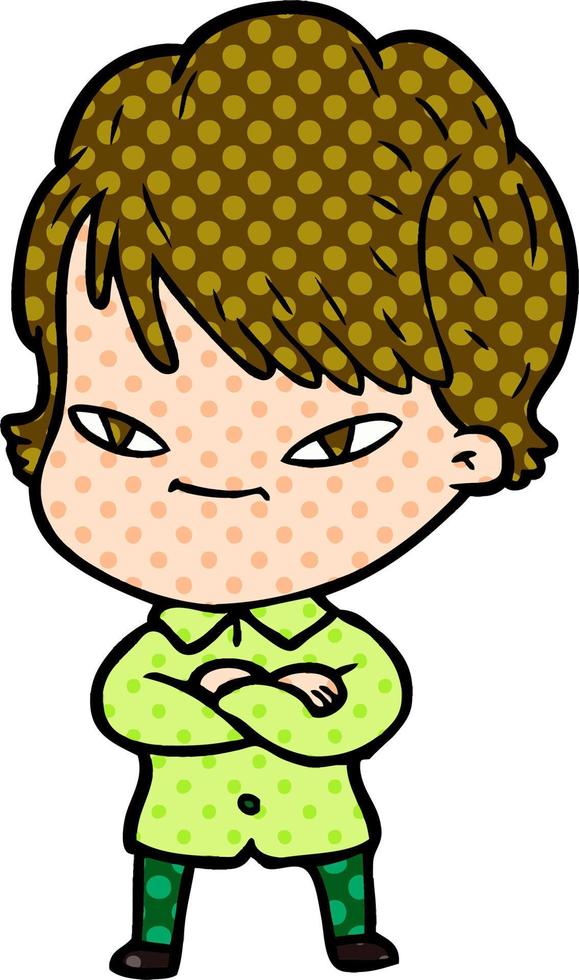 mujer feliz de dibujos animados vector