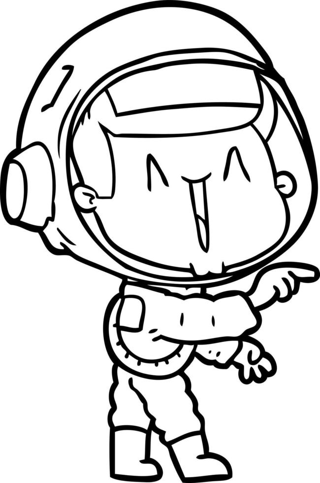 happy cartoon astronaut pointing vector