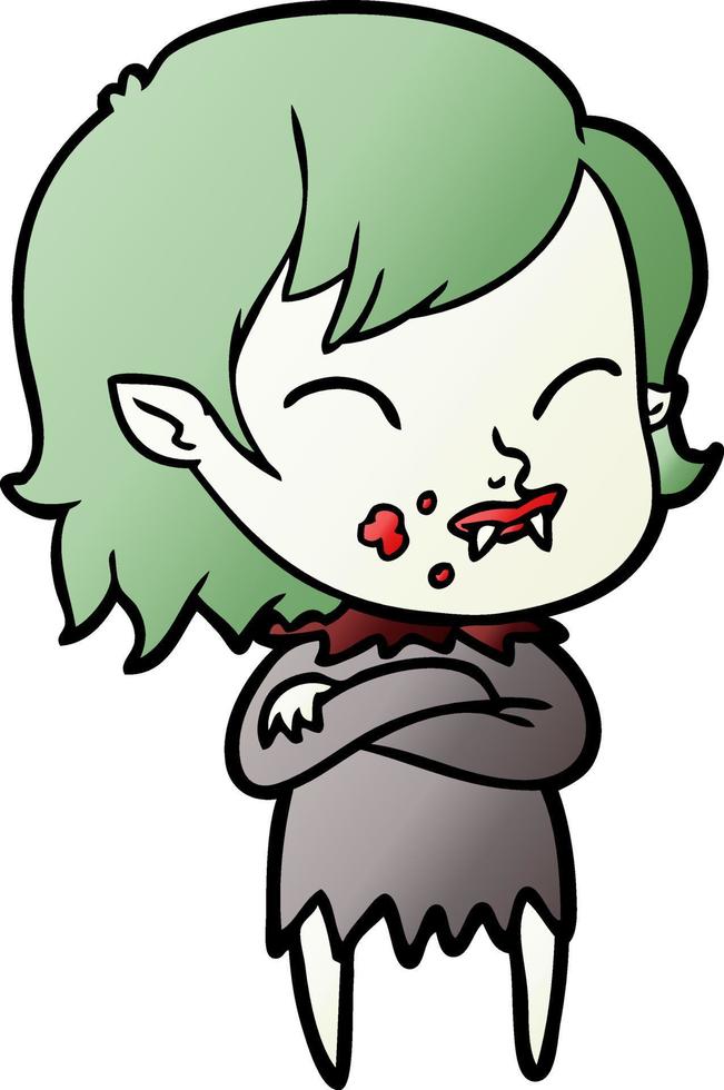 cartoon vampire girl with blood on cheek vector