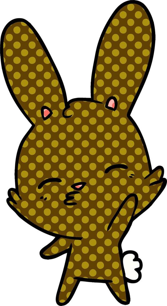 curious waving bunny cartoon vector