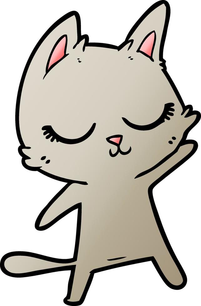 calm cartoon cat waving vector