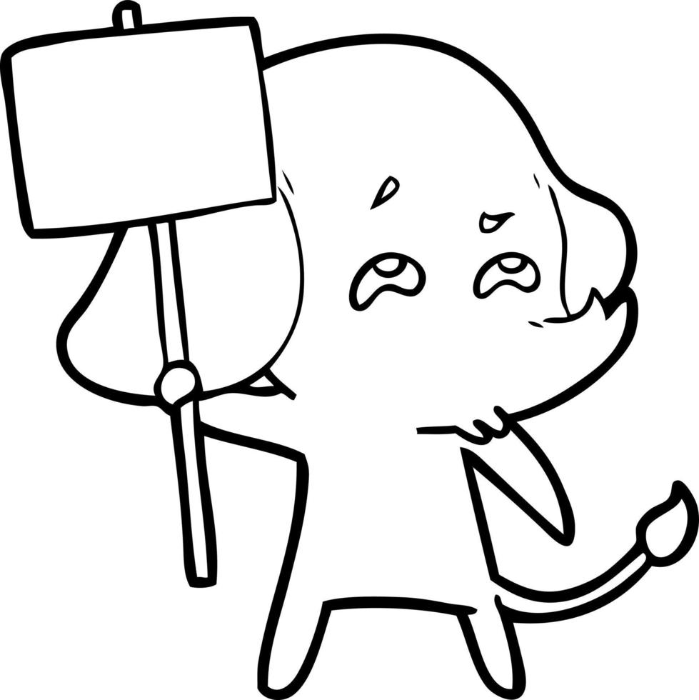 cartoon elephant with sign remembering vector