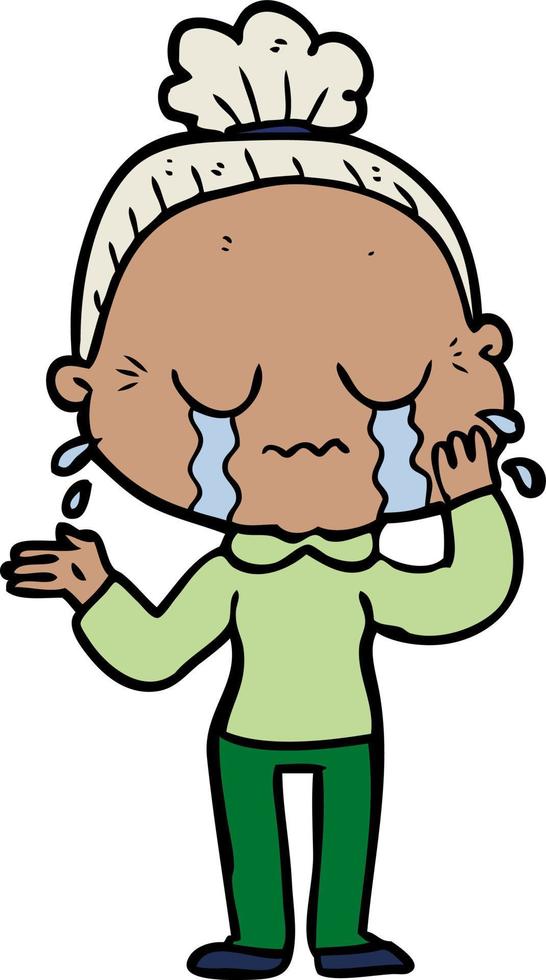 cartoon crying old lady vector