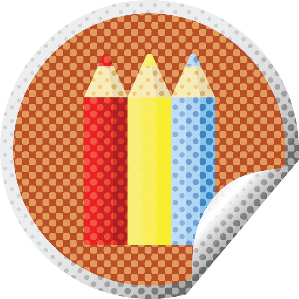 color pencils graphic vector illustration circular sticker