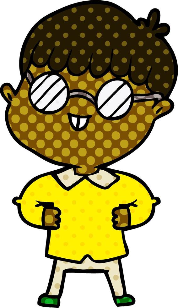 cartoon boy wearing spectacles vector