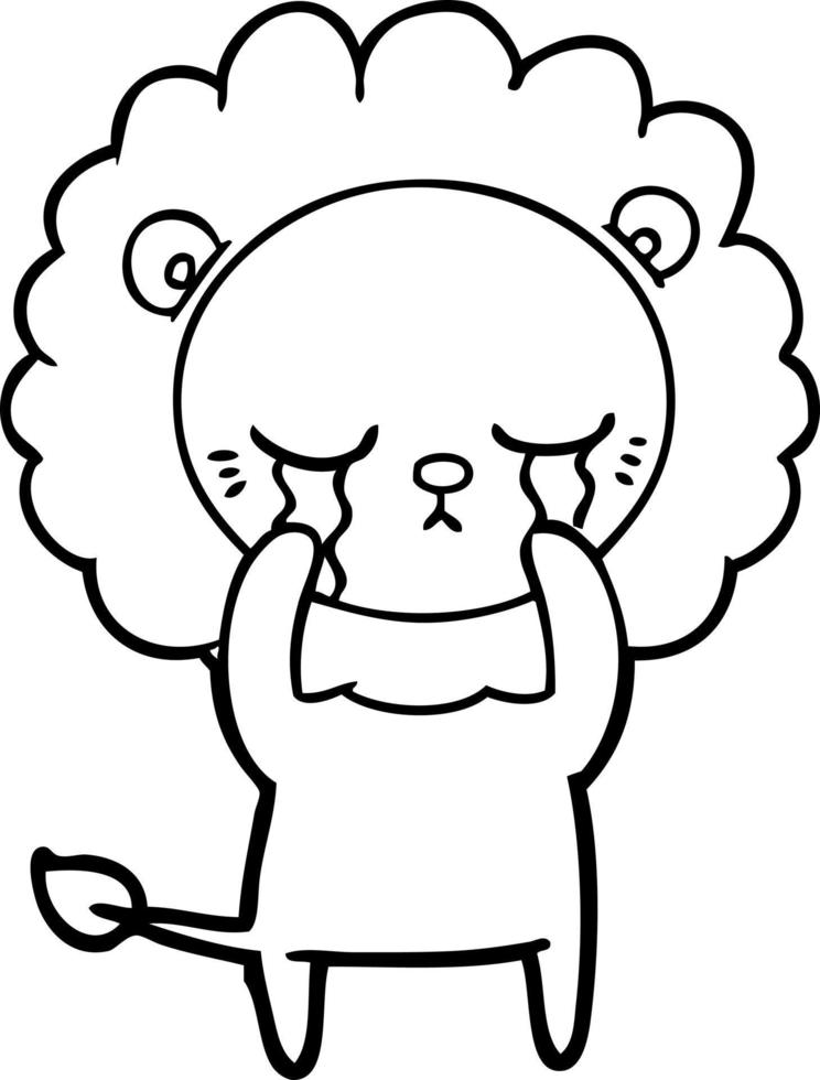crying cartoon lion vector