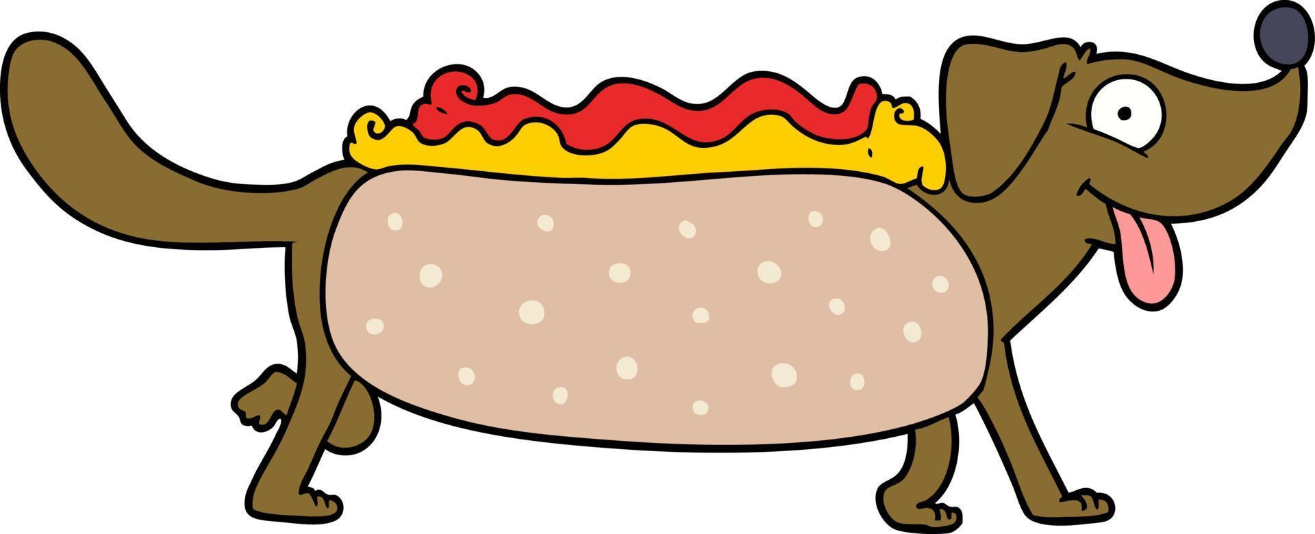 Vector cartoon hotdog