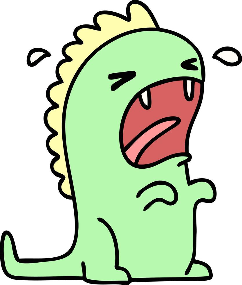 cartoon of a dinosaur crying due to regular mass extinction events vector