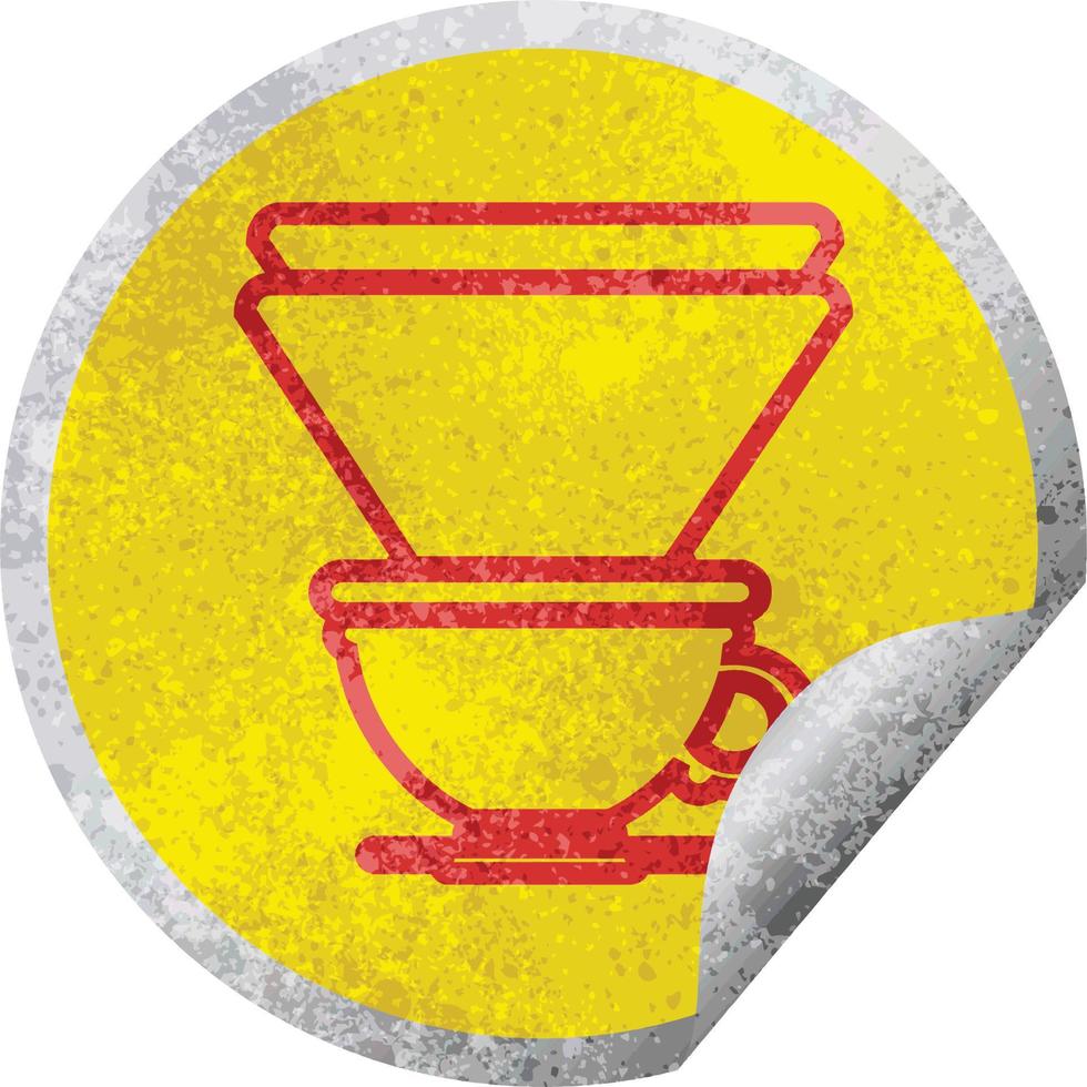 coffee filter cup circular peeling sticker vector