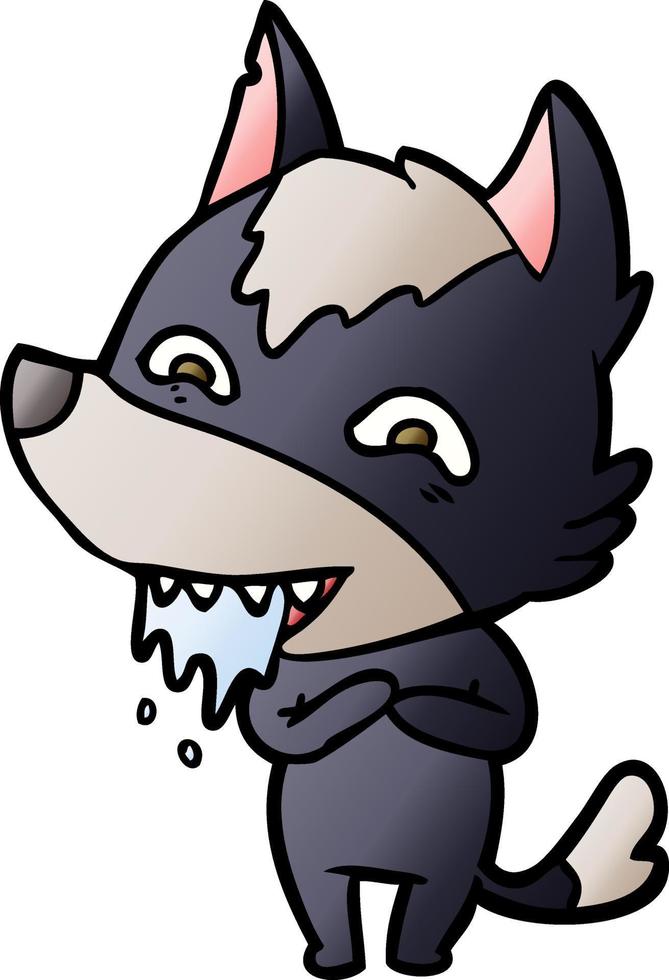 cartoon hungry wolf vector