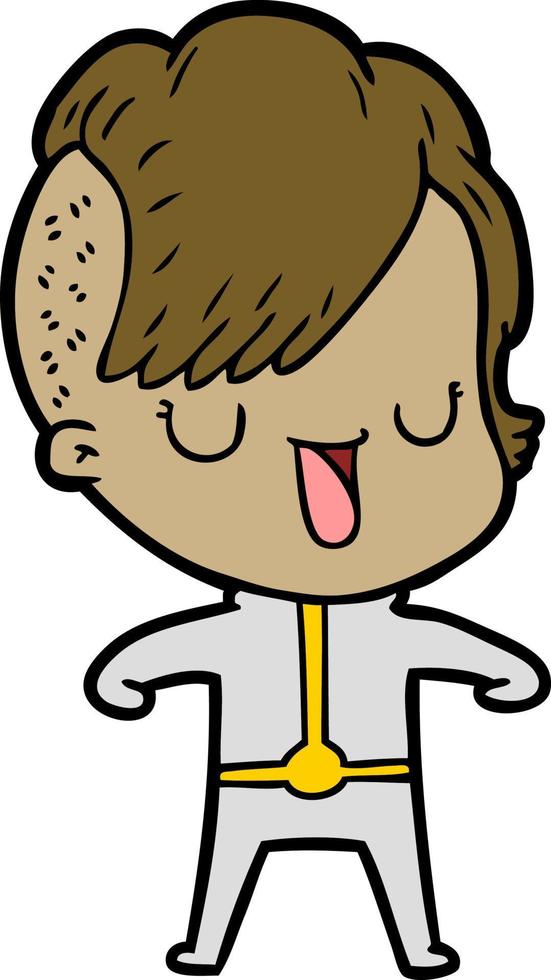 cute cartoon girl with hipster haircut vector