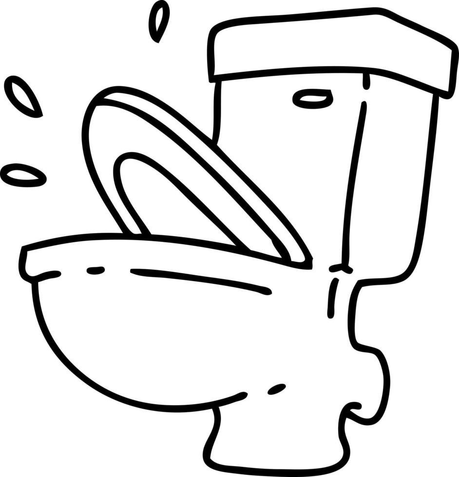 line doodle of a toilet talking or flushing vector