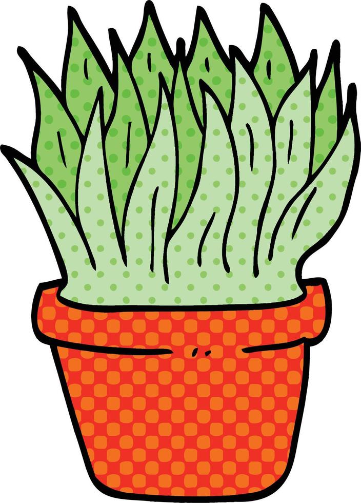 comic book style cartoon house plant vector