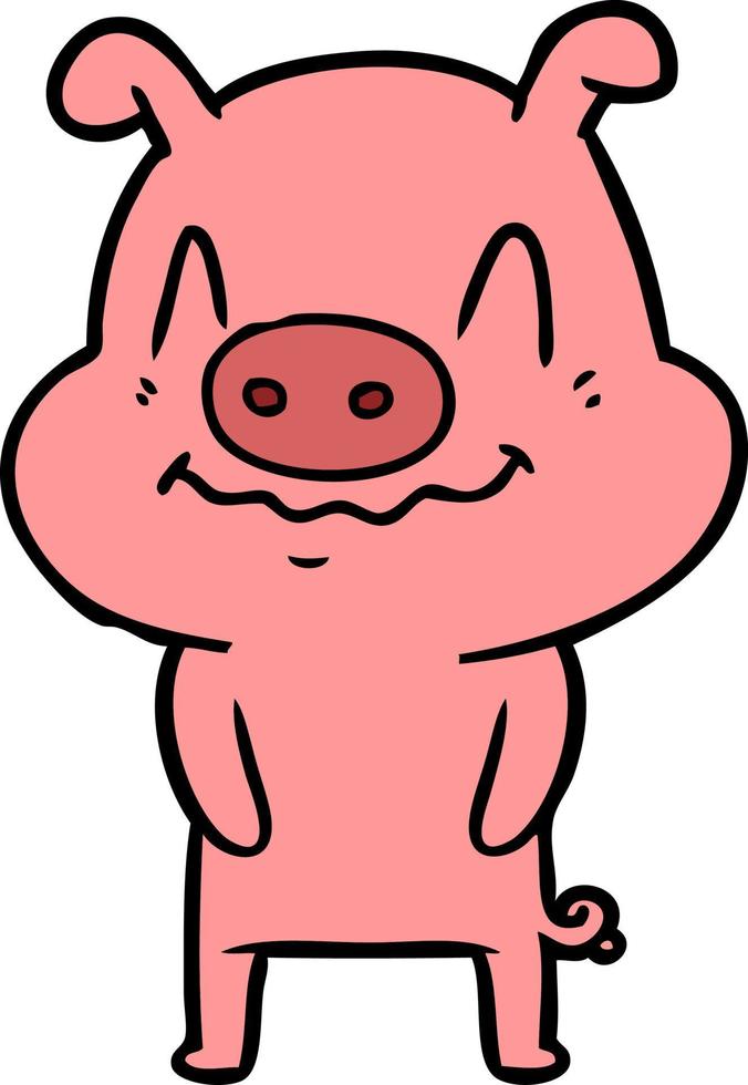 nervous cartoon pig vector