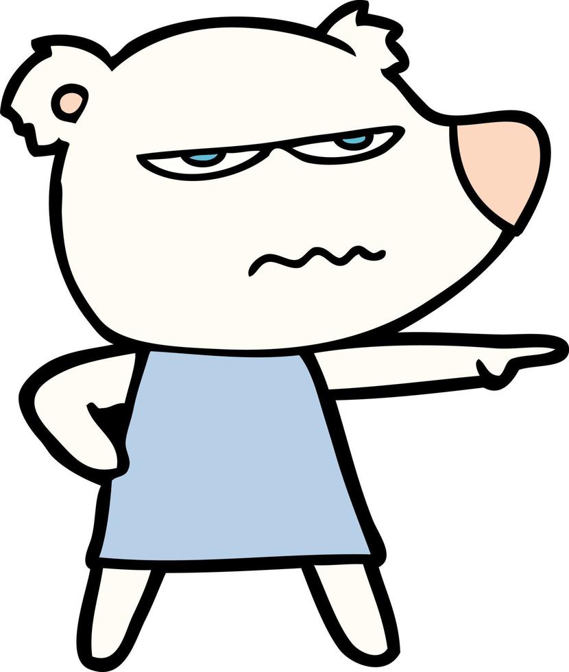 cartoon angry bear polar girl pointing vector