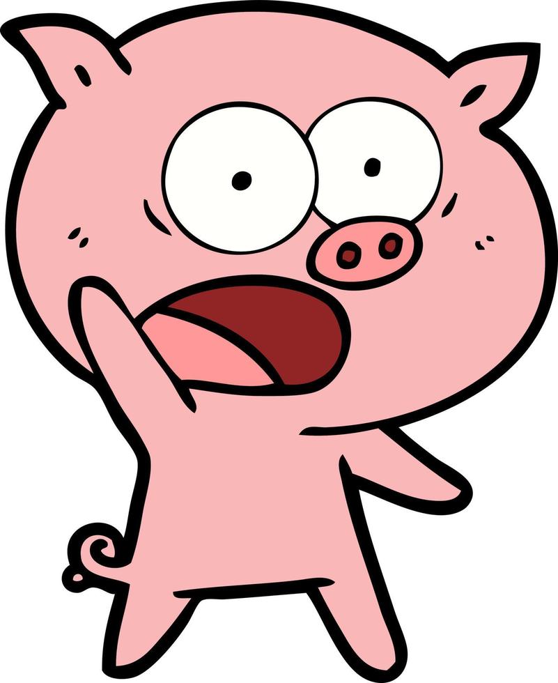 cartoon pig shouting vector