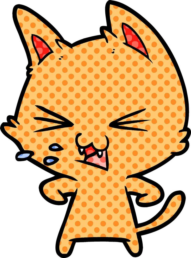 cartoon cat hissing vector