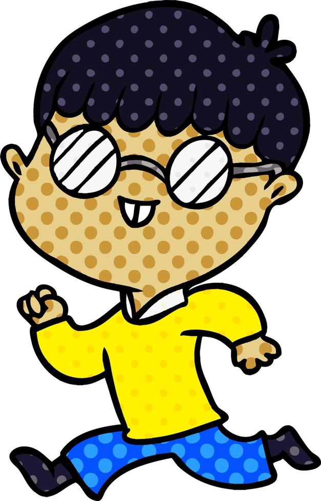 niño de dibujos animados con gafas vector