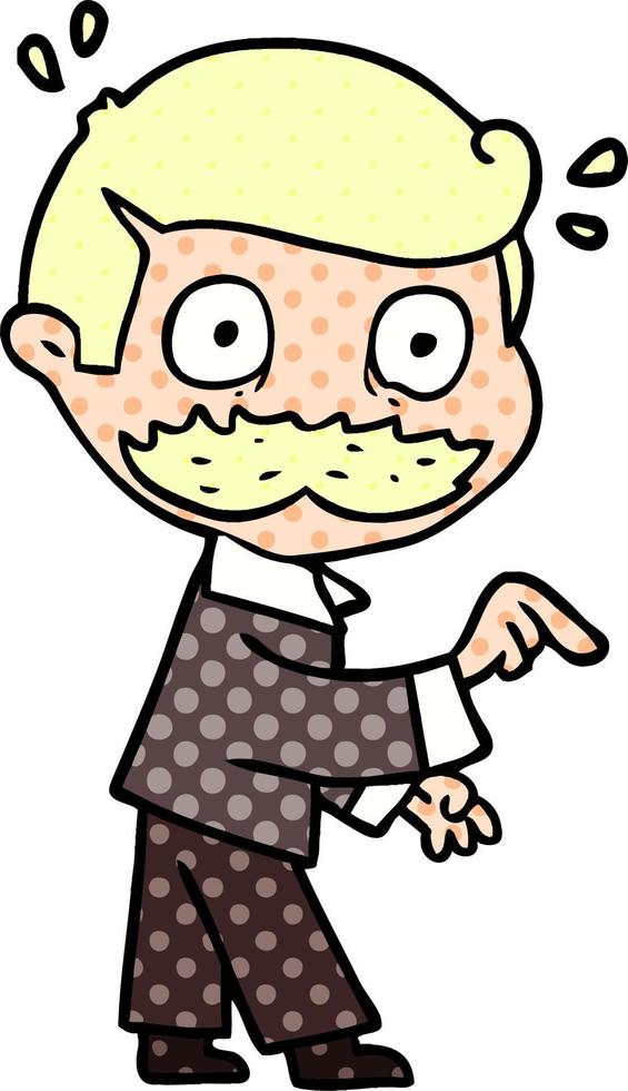 cartoon man with mustache making a point vector