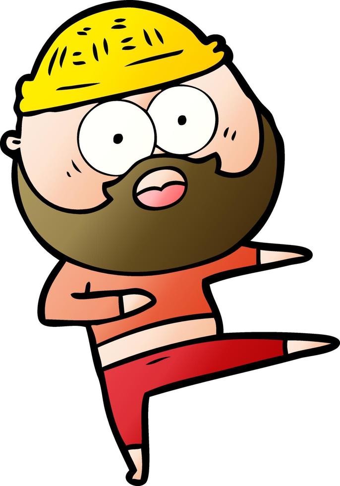 cartoon surprised bearded man dancing vector