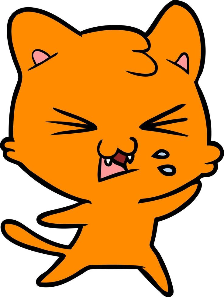 cartoon cat hissing vector