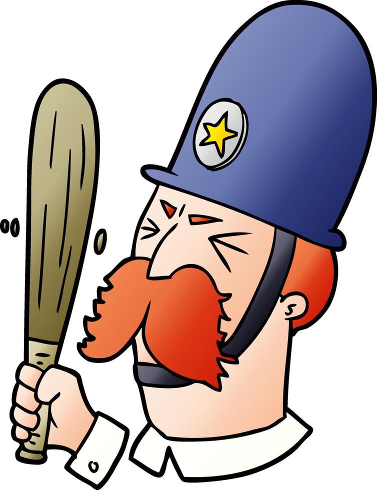 cartoon policeman waving baton vector